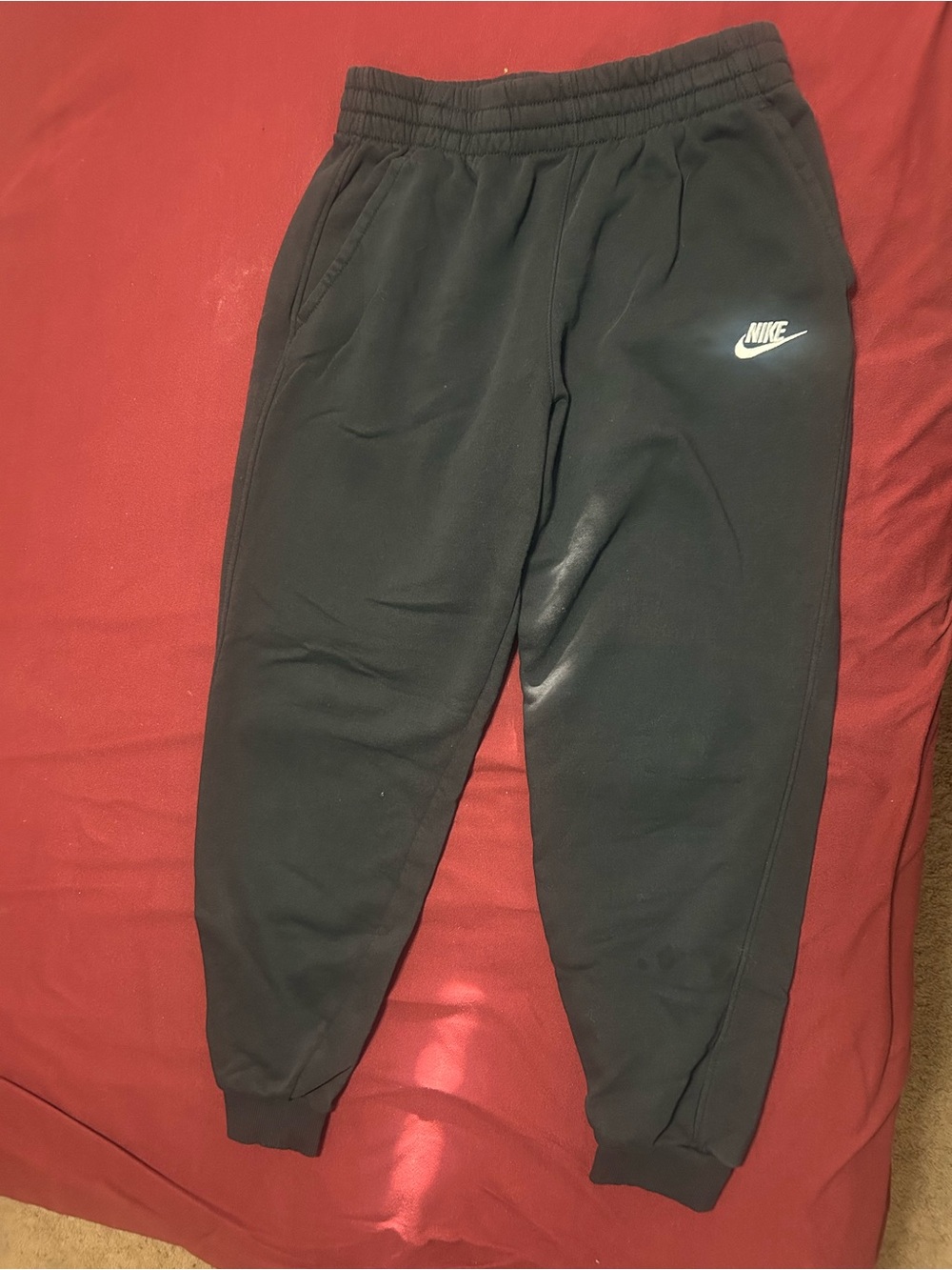 Nike Kids Black Jogger Sweatpants with White Swoosh